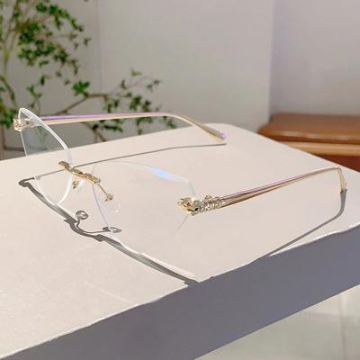 Inspired Living Vintage Y2K Rimless Triangle Cat Eye Sunglasses Retro Punk Designer Shades clear