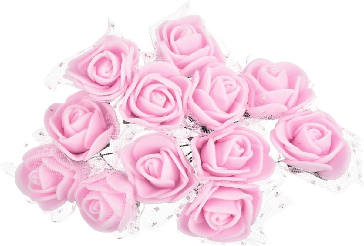 144 stuks Mini Kunstrozen Lichtroze - Kunstbloemen voor Bruiloft Boeketten en Decoratie