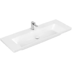Villeroy & Boch Schrankwaschtisch Subway 3.0, 1300x470x170mm, glänzend weiß Alpin, TitanCeram, 3-Loch-Armatur, Wandmontage