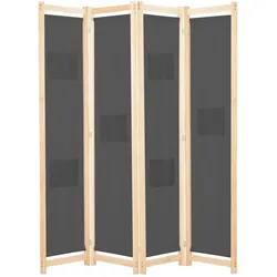Helloshop26 - Raumteiler Trennwand Dekorationsmöbel 4-teilig grau 160 x 4 cm Stoff