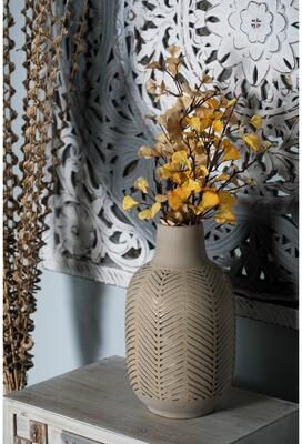 Studio 350 Brown Stoneware Eclectic Vase 14 x 8 x 8