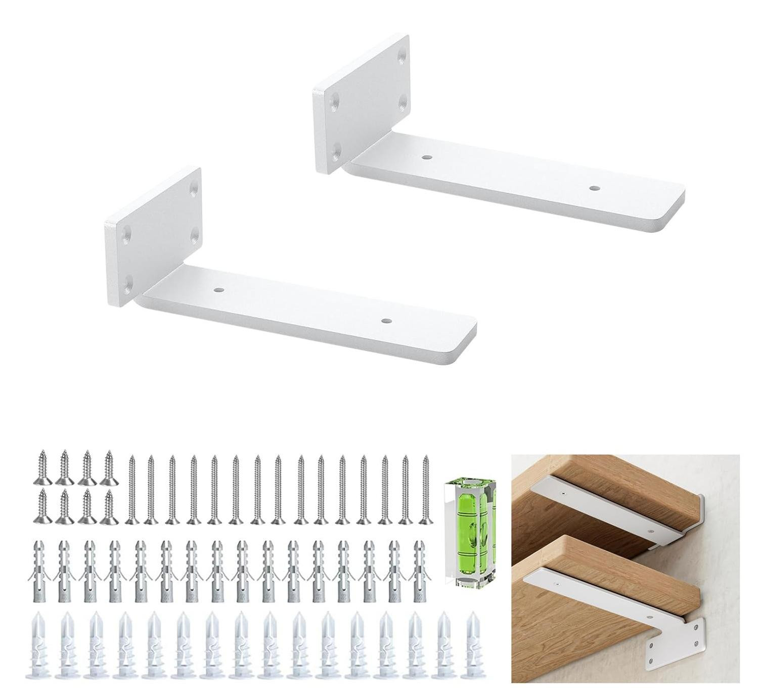 Set van 2 verborgen plankdragers van 15 cm voor een rustieke stijl