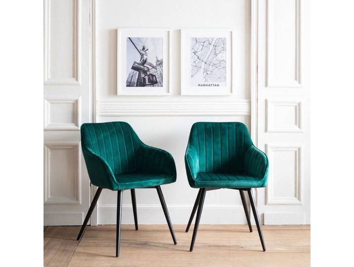 Lot de 2 chaises en velours BERTILLE vertes