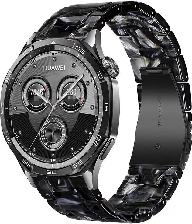 INF Resin Edelstahl Uhrenarmband kompatibel mit Huawei GT5 Pro - Stilvolles Ersatzarmband Schwarz 22 mm