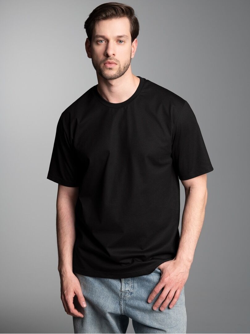 T-Shirt TRIGEMA "TRIGEMA T-Shirt DELUXE Baumwolle", Herren, Gr. 5XL, schwarz, Single Jersey, 100% Baumwolle, Basic, lang, Rundhals, Shirts T-Shirt schwarz 5XL