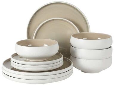 1. Gibson Elite Pacifico Beach 12‑Piece Stoneware Dinnerware Set, Plates & Bowls