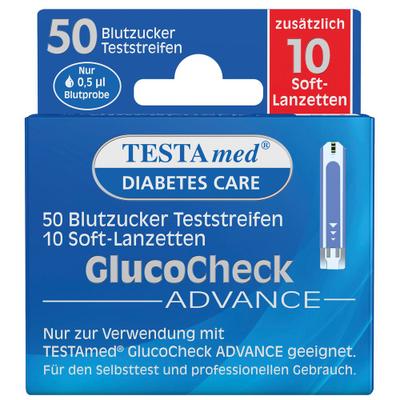 Testamed GlucoCheck Advance 50 Teststr.m.10 Lanz. 1 St Kombipackung