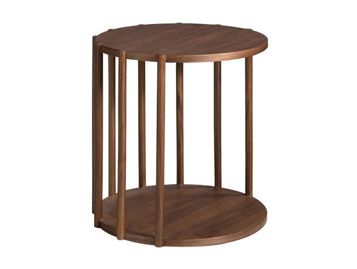 Angel Cerda Runder Beistelltisch aus Nussbaumfurnier, Modell 2039, Braun, Holz, Nachbildung,Nussbaum, Essen/Getränk, Rundform,Rund,Rund, rund, 45x47x45 cm, Wohnzimmer, Wohnzimmertische, Beistelltisch