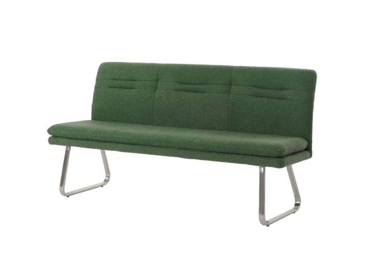 Banquette HWC-H70 banquette de salle à manger banquette rembourrée dossier tissu/textile bouclé inox brossé 180cm ~ ve
