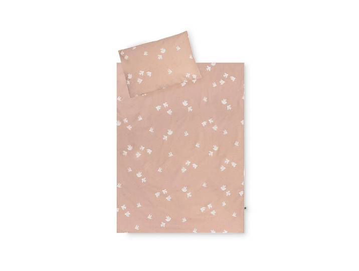 Kinderbettwäsche JULIUS ZÖLLNER Organic Birdy, 80/80+35/40 , rosa (braun), B/L: 80cm x 80cm, Renforcé, B/L: 35cm x 40cm, Renforcé, Obermaterial: 100% Baumwolle, Bettwäsche, Kinderbettwäsche