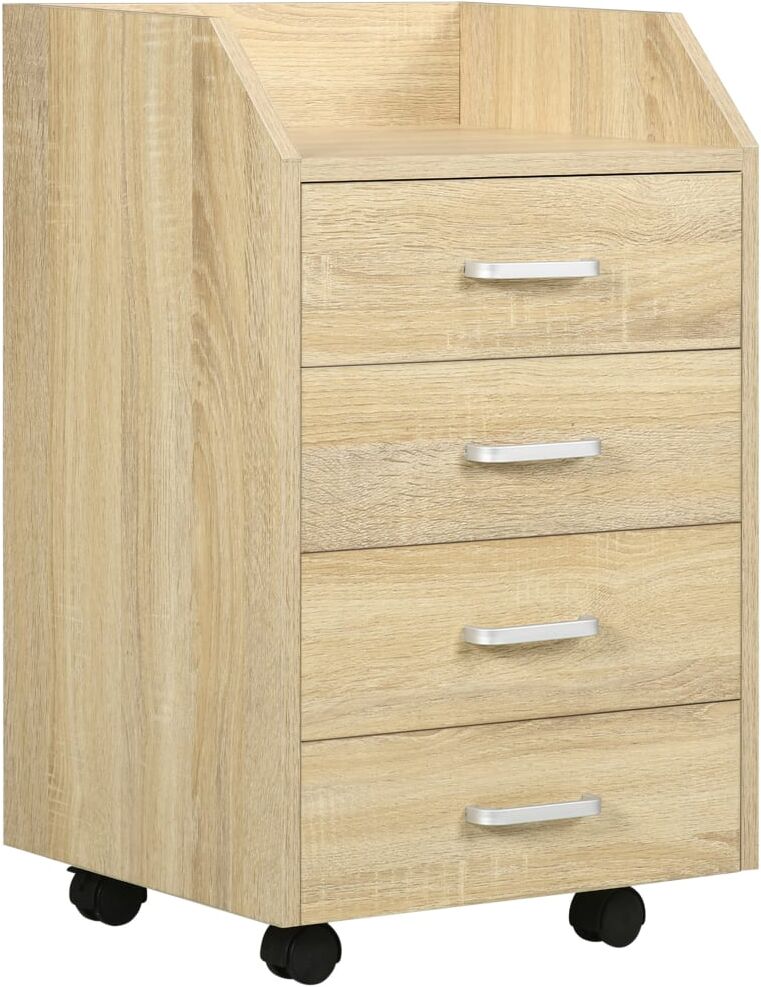 Vinsetto Caisson de bureau 4 tiroirs aspect bois Beige 40x65x36cm