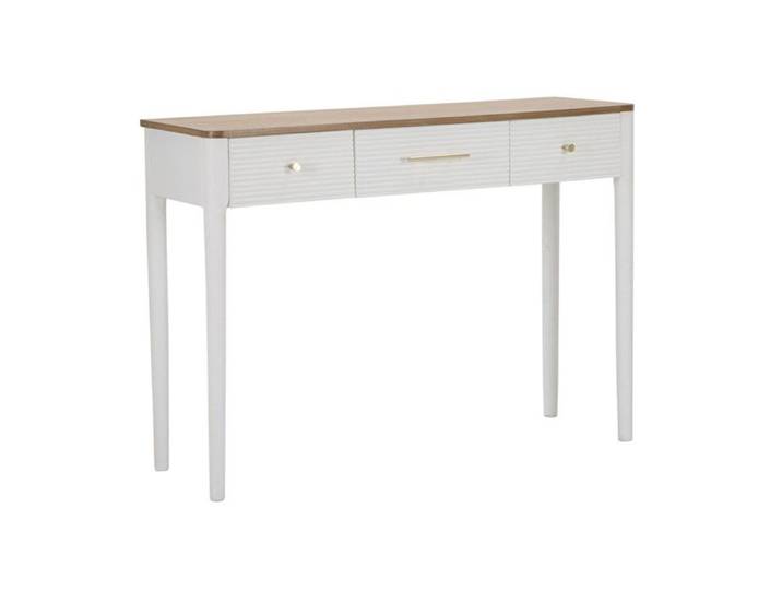 Console en Bois 3 Tiroirs  Matera  107cm Blanc & Naturel