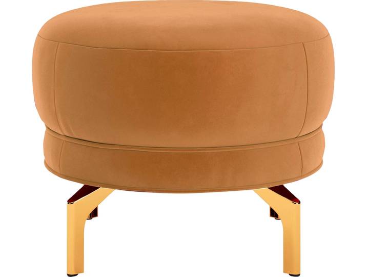 Polsterhocker, 100% Polyester, Gold, 63×46×63 cm, Goldfarbene Metallfüße, Orientalisch, sit&more