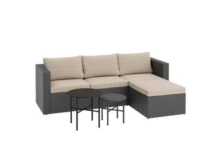 Rattanlounge TUGELA grau/beige