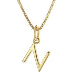 trendor 15255-N Damen-Kette mit Buchstabe N Anhänger Gold auf Silber 925, 40 cm
