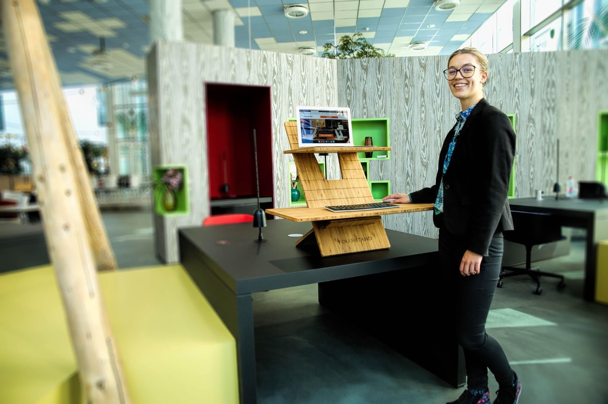 You-Stand Classic Bamboo Verstelbare Bureaulift voor Thuis en Kantoor