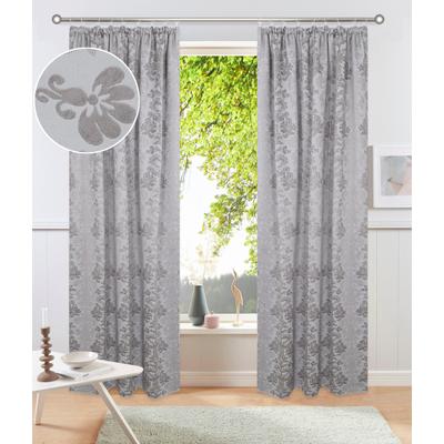 Verdunkelungsvorhang OTTO HOME "Mannfred, 1 Stück, Kräuselband, Blickdicht, barockem Muster", grau, B:130cm H:225cm, Polyester, Gardinen, Blickdicht, barockem Muster, Pflegeleicht, Kräuselband- Aufhängung