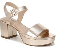Women's Rhythmn Heeled Sandals by LifeStride in Platino Gold Leather (Size 8 M)