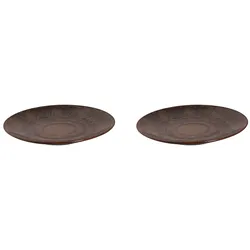 2 x palmer Victory Teller flach, Steinzeug, Ø  21 cm, lebendig warmes beruhigendes Braun, glänzende, handwerkliche Optik