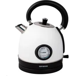 Logo Orava Hiluxe 4 weiss / Schnellkochtopf mit analogem Thermometer / 1850-2200 W / 1,8 L / Edelstahl, Wasserkocher, Weiss, Schwarz