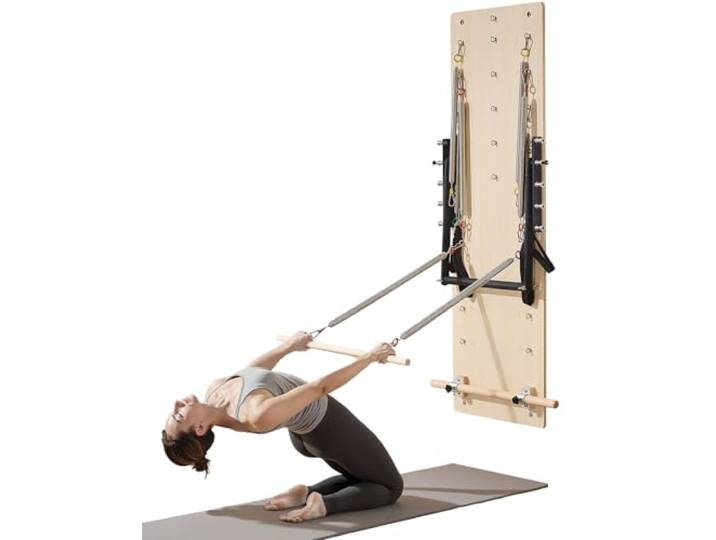 VEVOR Appareil de Pilates Reformer Mural\, Planche à Ressorts de Pilates en Bois d'Érable\, Équipement d'exercice avec Ressorts de Résistance\, Entraîneur de Yoga Flexibilité et Équilibre\, Gym Domicile