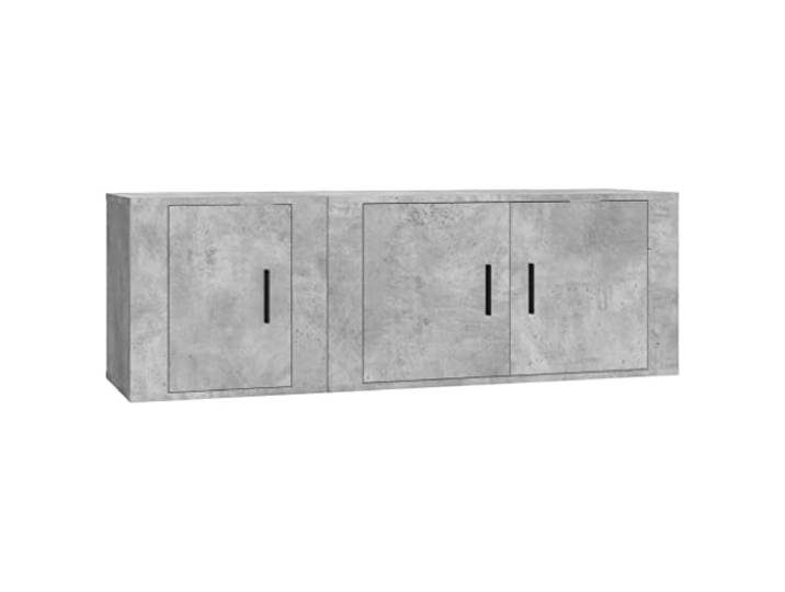 KGFHERENB 2-tlg. TV-Schrank Hängend Set Betongrau Holzwerkstoff Platzsparende Hängeboards für Wohnzimmer oder Schlafzimmer mit geschlossenen Fächern für blickdichte Aufbewahrung.