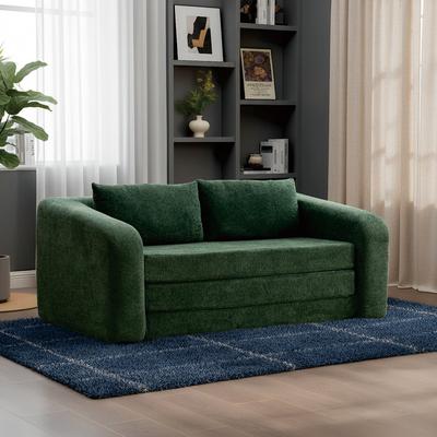 unbranded "71.2""W 2-in-1 Foldable Pull Out Loveseat Sofa Bed Equipped with Armrest & Backrest Pillows"