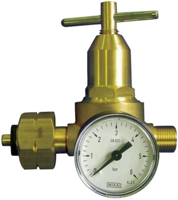 Petit détendeur à propane avec manomètre 0,5 - 6 bar 18 kg/h W 21,8 x 1/14po. LH ; GCE (44412)