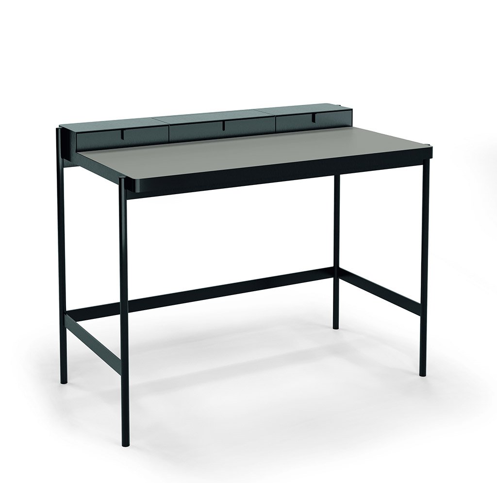 müller möbelfabrikation PS20 Sekretär - schwarz (Arbeitsfläche Linoleum grau (Fo... Arbeitsfläche Linoleum grau (Forbo 4132 ash) PS20 + PS20-55 (QuickShip)
