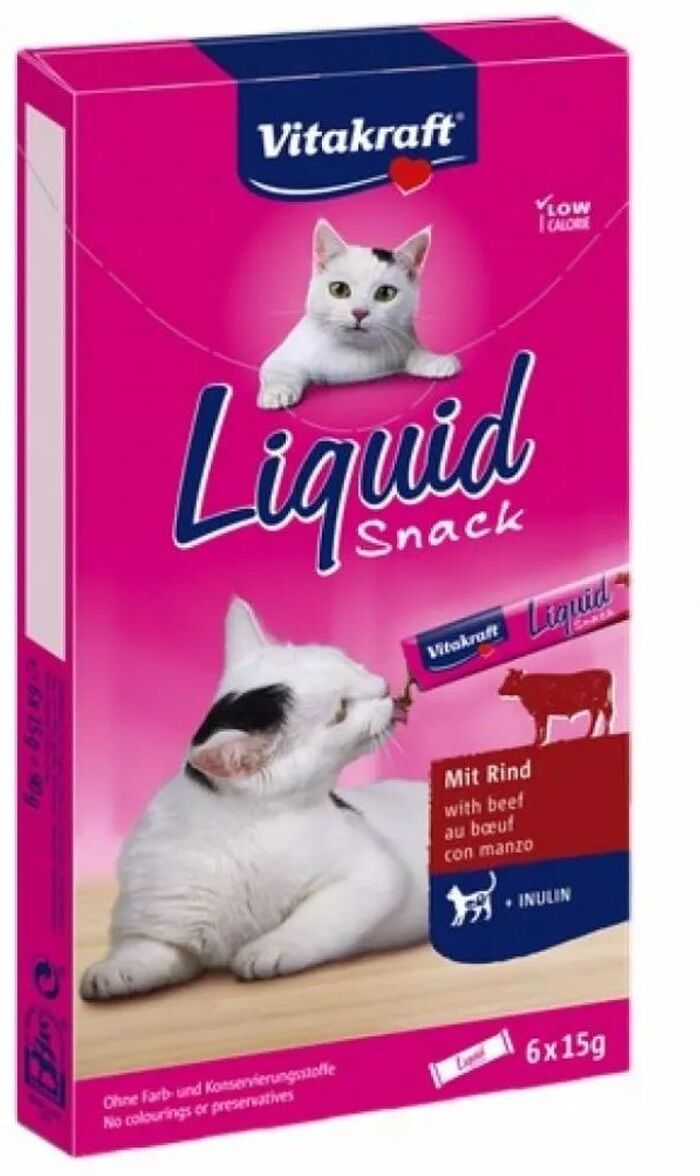 Vitakraft Cat Liquid Snack Manzo con Inulina 6x15G 90G