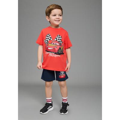 Shirt & Shorts KIDSWORLD "CARS 2tlg. Set T-Shirt+Hose: LIGHTNING MCQUEEN - Disney", Jungen, Gr. 116/122, rot (rot, schwarz), Single Jersey, Obermaterial: 100% Baumwolle, bedruckt, KOB Set-Artikel, Set, aus Baumwolle. Artikel fällt klein, bitte...
