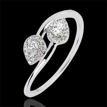 Edenly Ring Vielfalt - Du & Ich Tropfen Diamanten - 18 Karat WeiÃŸgold und Diam