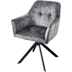 riess-ambiente Stuhl LOFT - dunkelgrau Samt drehbar Metallgestell schwarz mit Armlehne