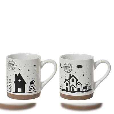 Christmas Decorations 1 Stück Keramik Tasse 9cm Winterdorf Wichtel Motiv Kaffeetasse Teetasse Trinkbecher Heißgetränk Weihnachten Advent Winterzeit Geschenkidee Dekoration
