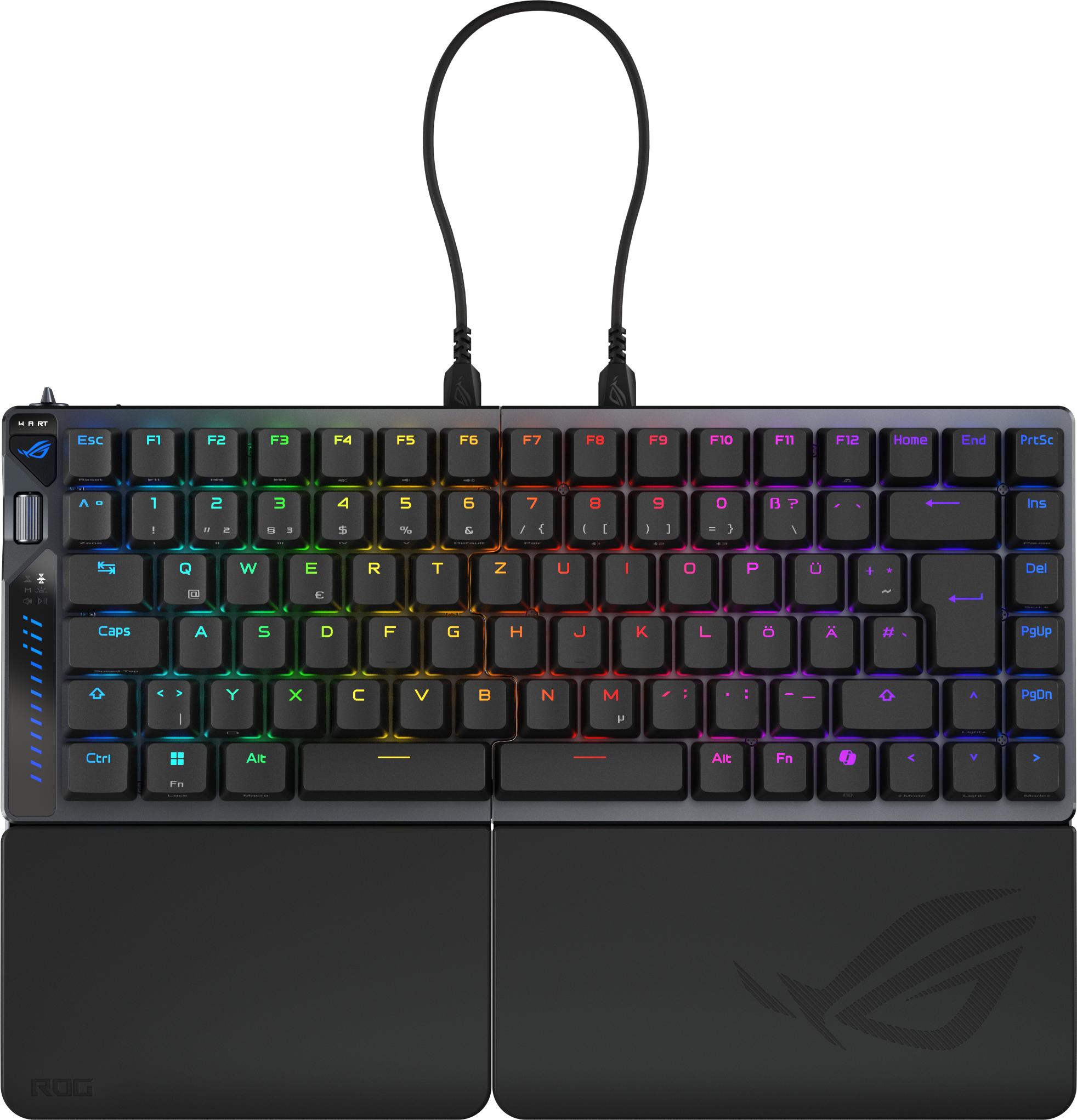 ASUS ROG Falcata, Verkabelt & Kabellos, USB + RF Wireless + Bluetooth, Magnetic-mechanical key switch, QWERTZ, RGB-LED, Schwarz