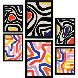 POSTER Set Mit 6 Florid Wie In Farbenfrohe Zusammenfassungen A3 & A4 Schwarzer Rahmen