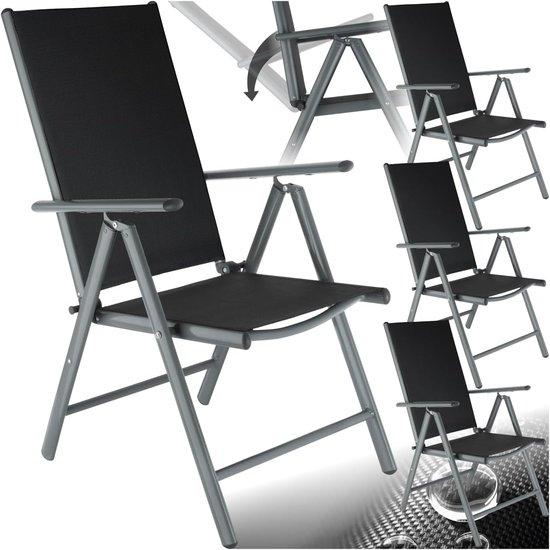 Aluminium Gartenstühle - Set von Vier - Entspannt im Freien - 7-fach verstellbar - Klappbar - Anthrazit
