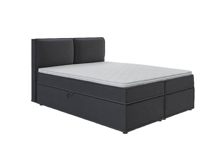 Lit boxspring 160x200 avec rangements, microfibre graphite