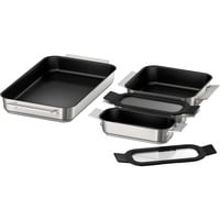 Pro Induction Flex Pfannen-Set HEZ9FF040, 4-teilig edelstahl/schwarz, 1x groß, 1x medium, 2x klein mit Glasdeckel
