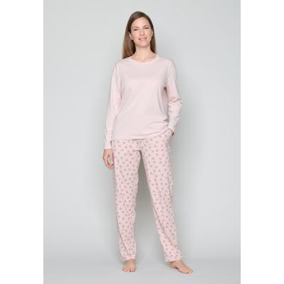 Pyjama JOOP, Damen, Gr. 42, rosa (lilablau), Jersey, Obermaterial: 95% Baumwolle, 5% Elasthan, bequem lang, Rundhals, Homewear-Sets Pyjama, mit langem Schnitt, aus Jersey und Baumwollmischung, im JOOP Stil