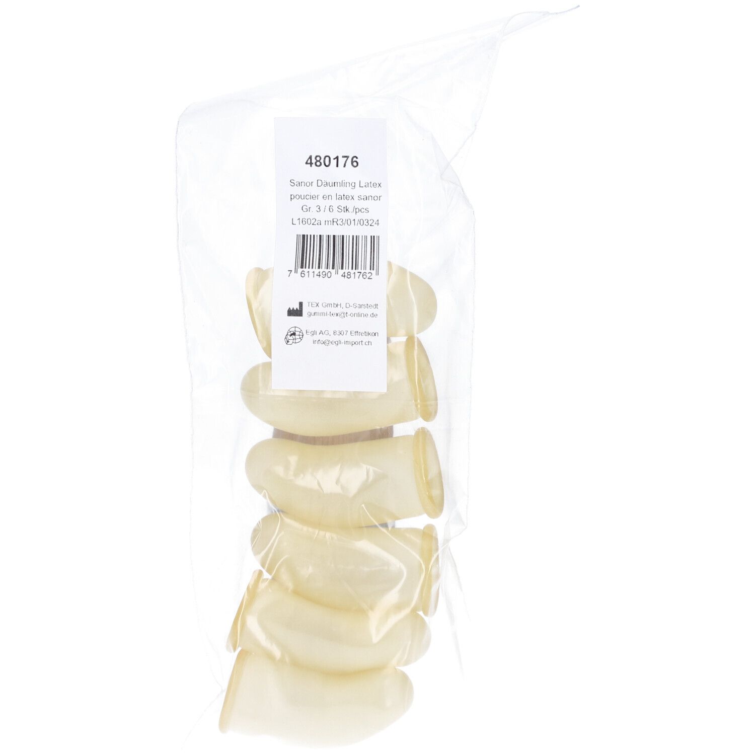 Sanor Däumling Latex Gr3 Btl 6 Stk St Fingerling