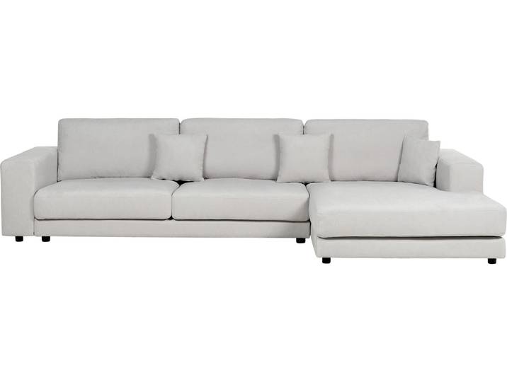 BELIANI Ecksofa Hellgrau Stoff L-förmig 4-Sitzer Sofa mit Chaiselongue Linksseitig Wohnzimmermöbel Modern Wohnzimmer Ausstattung Wohnecke Sitzecke