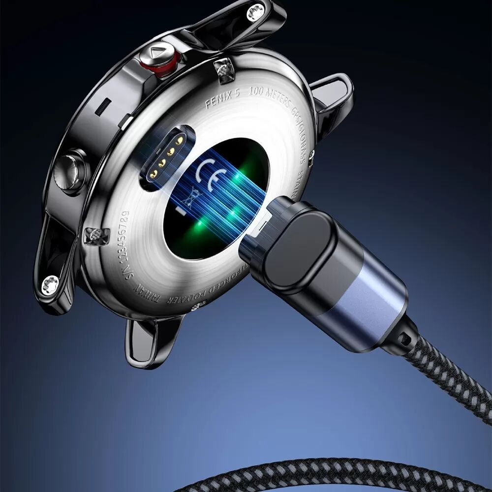 INF Câble de charge USB pour Garmin - 1,2 m Gris - Compatible avec les montres intelligentes Garmin