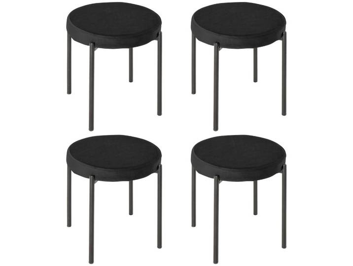 Homcom 4Er-Set Esszimmerhocker Esszimmerstühle Küchenstuhl modern Samt Schwarz, Textil, 41.5x46x41.5 cm, Esszimmer, Stuhl