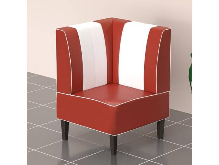 GGMMÖBEL American 1 Diner Eckbank B:H 64 x 103 cm Gestreift Rot Leder American Diner Möbel, American Dinerbank