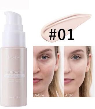 Inspired Finds Flawless Waterproof Liquid Foundation Full Coverage Concealer Foundation Sweat Resistant Long Wear Makeup #01 Fair Ivory