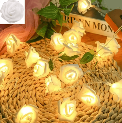 Inspire Essentials 3M LED Rose Fairy Lights For Bedroom Wedding And Garden Decor white Rose