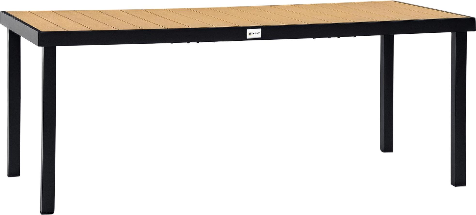 Gartentisch für 8 Personen Esstisch Aluminiumtisch Gartenmöbel Loungemöbel pflegeleicht Kunststoff Natur+Schwarz 190 x 90 x 74 cm