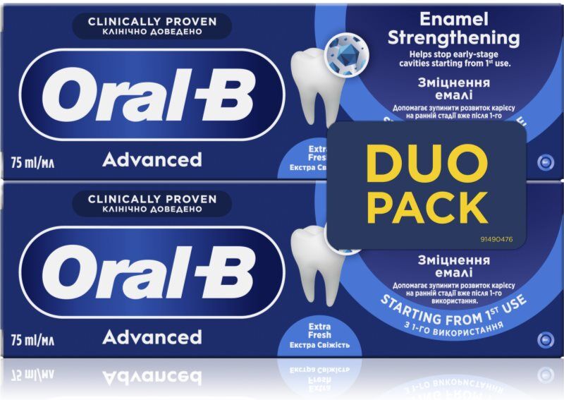 Oral-B Advanced Enamel Strengthening dentifrice pour renforcer l'émail dentaire Extra Fresh 2x75 ml