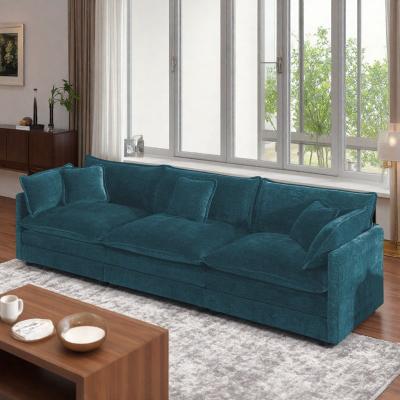 Chenille Mid-Century Modern Sofa with Armrest Pillows and Toss Pillows